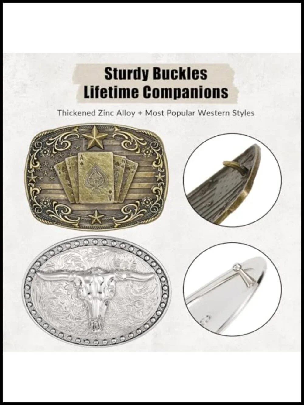 Genuine Leather Cowboy Belt 2 Pack Western Belt Buckle Set for Men Women